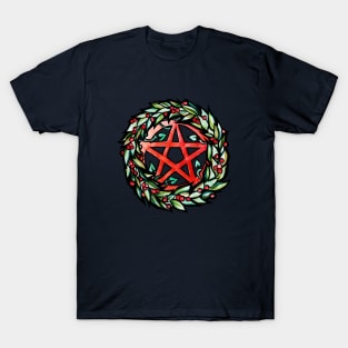 Pagan Witch Yule Wreath T-Shirt